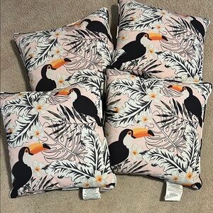 Four Tropical Toucan Patio Pillows